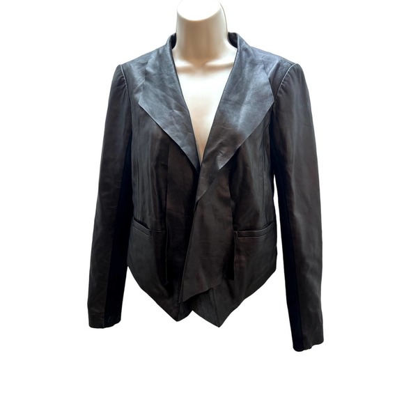 Nordstrom Trouve NWT Lanbskin Leather Bomber-Style Jacket Stretch Insert Small - Picture 1 of 16